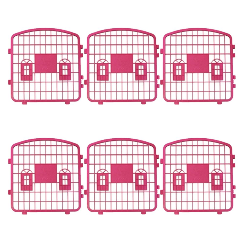 강아지 아몬스 울타리 대형 핑크 6P 고양이 안전 펜스