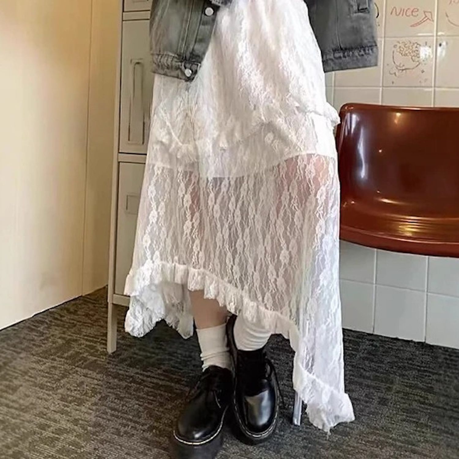 러블리혜 롱스커트 레이스스커트 플레어스커트 치마