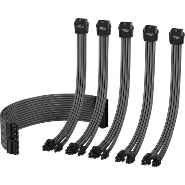 PSU 연장 18AWG 슬리빙 케이블 세트 카본 그레이 6종