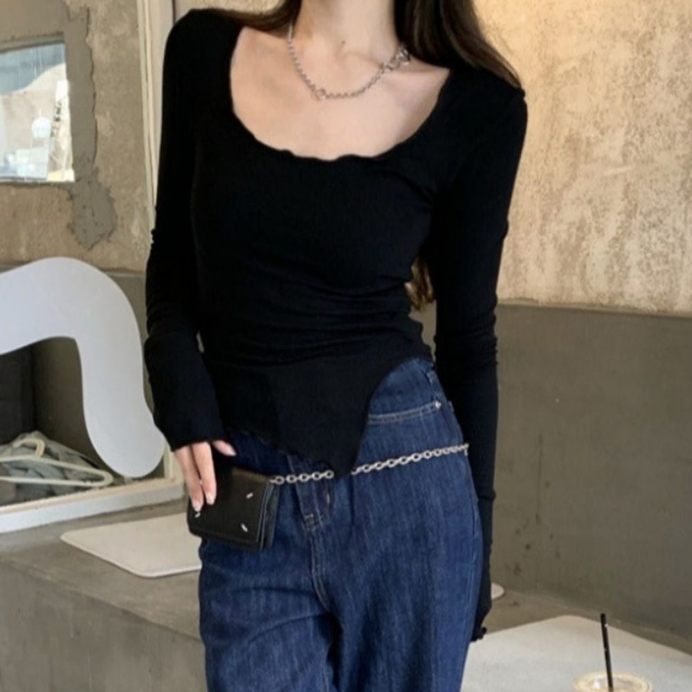 언발란스 여성긴팔 여성상의 여성 여자 상의 슬