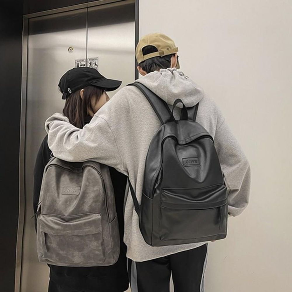 남여공용 대학생 기본형 백팩 레더 심플 신학기가방