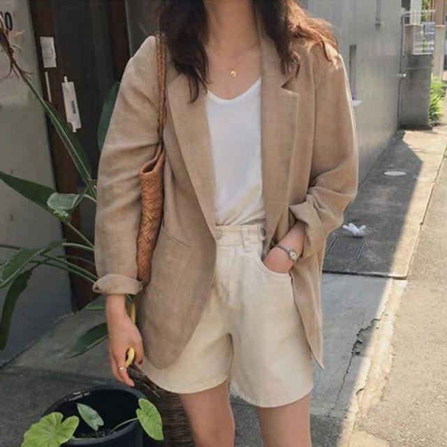 내추럴 루즈핏 린넨 기본 자켓 데이 마자켓 여름자켓