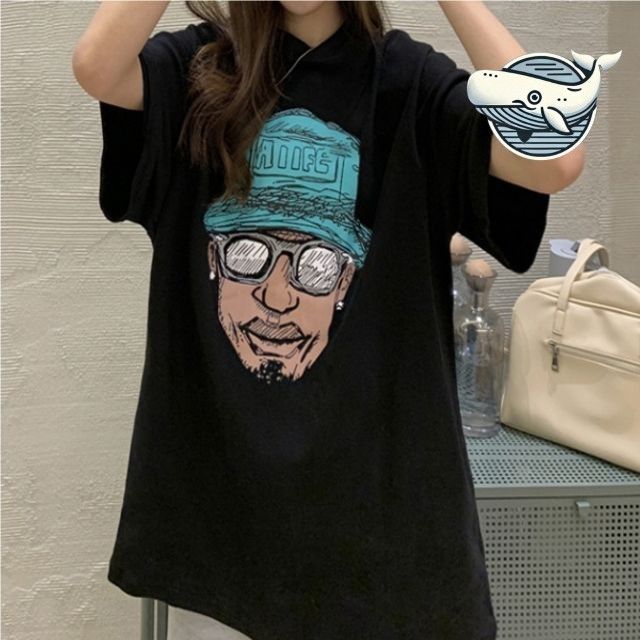 편안한 오버핏 반팔 티셔츠 캐주얼 블랙 시원한