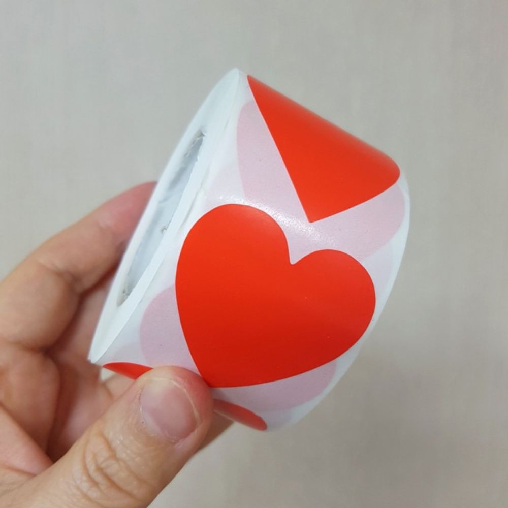 빅사이즈 레드 하트 롤스티커 3.8cm 500매 S-424