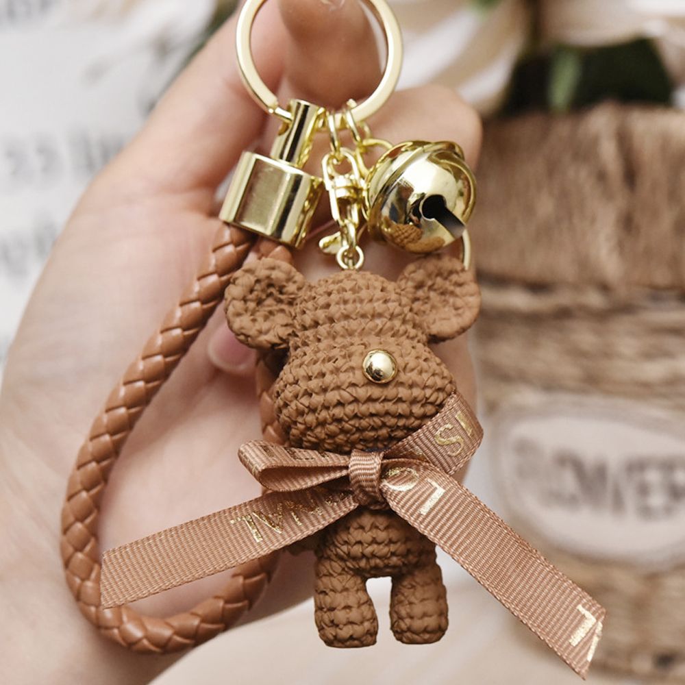귀여운 곰돌이 자동차 가방 키링 열쇠 고리 브라운