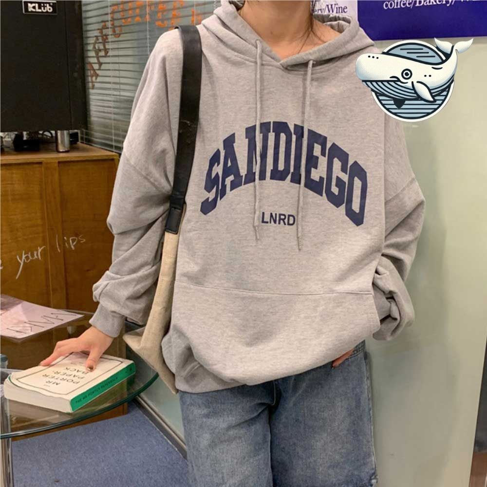 편안한 프린트 후드 티셔츠 캐주얼 오버핏 긴팔