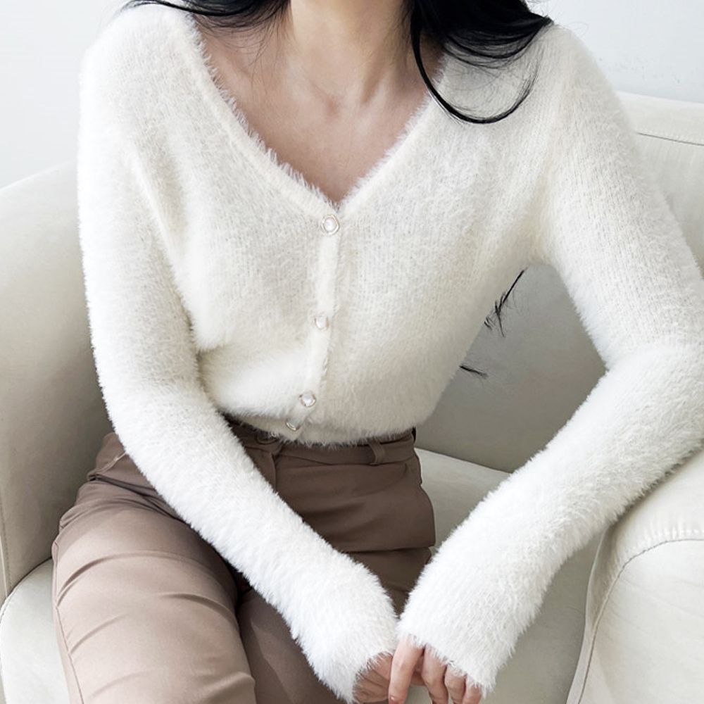 슬랙스 예쁜 베이직한 브이넥 앙고라 여자 가디
