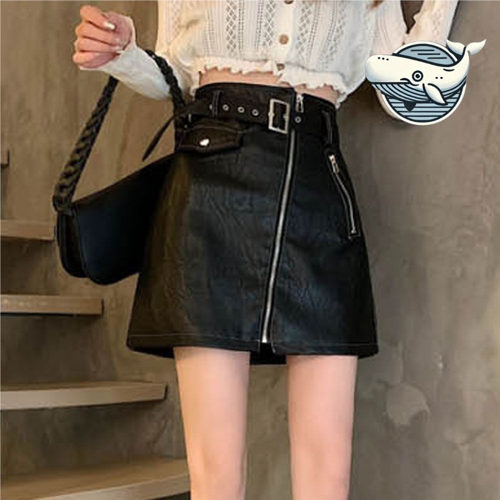 벨트 세트 고급 레더 지퍼 A라인 치마 모던