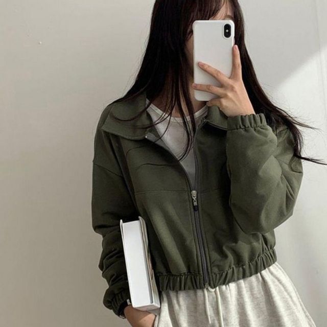 여성 스타일 크롭 기본 편안한 데이 트렌디 밴딩 자켓