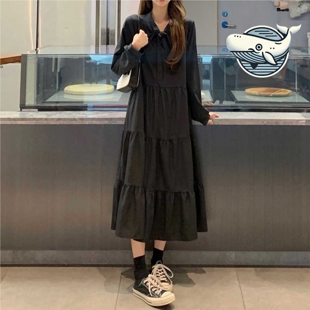 스타일리시 블랙 롱원피스 편안한 데일리 패션