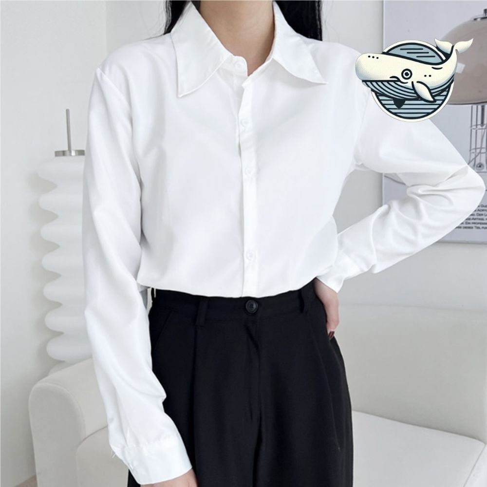 여성용 빅카라 흰색 블라우스 캐주얼 데일리