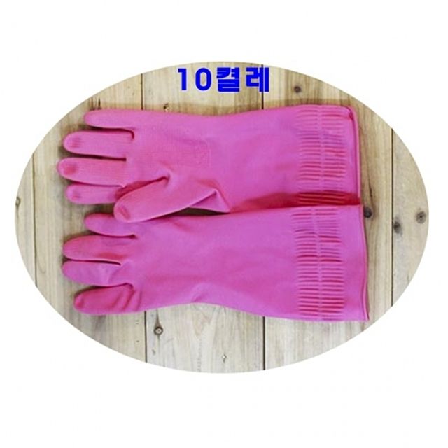 바이리빙고무장갑(중)핑크 10켤레 고무장갑 주방용품