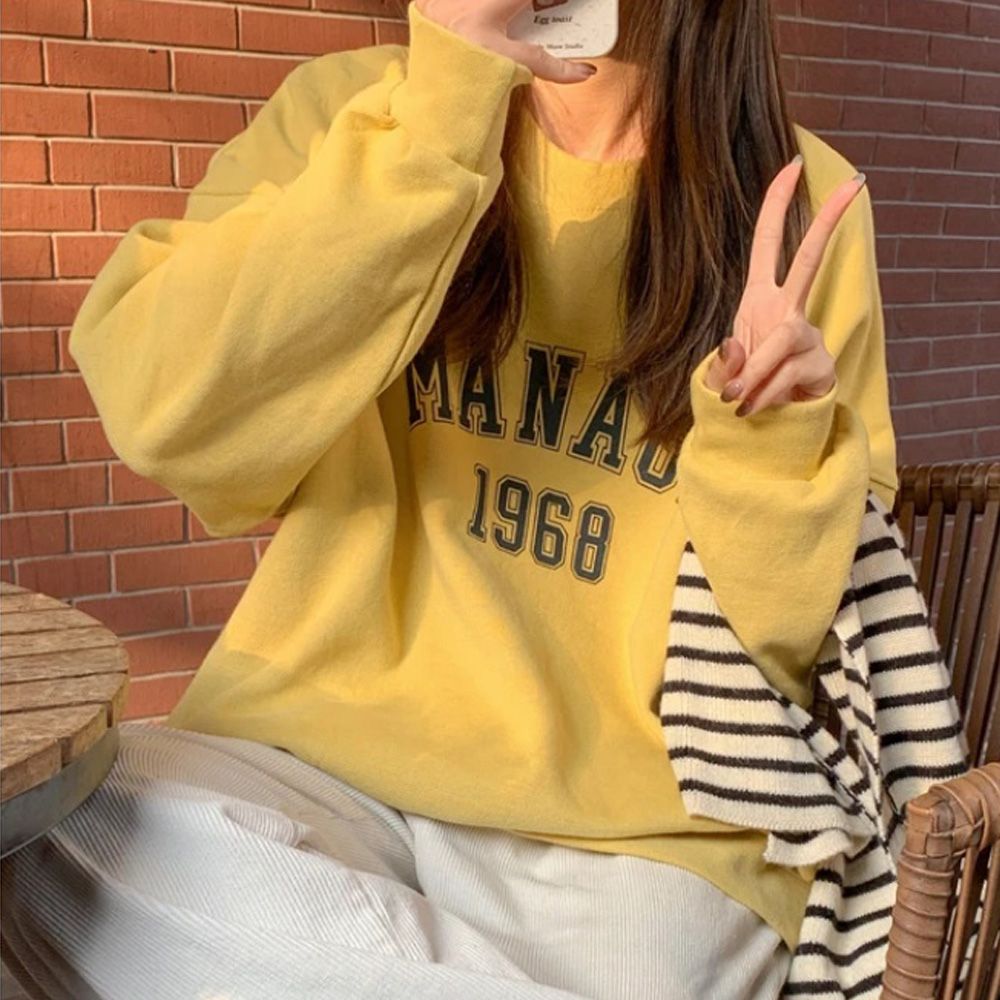 여자 루즈핏 로고 긴팔 맨투맨 데일리 캐주얼 긴팔티