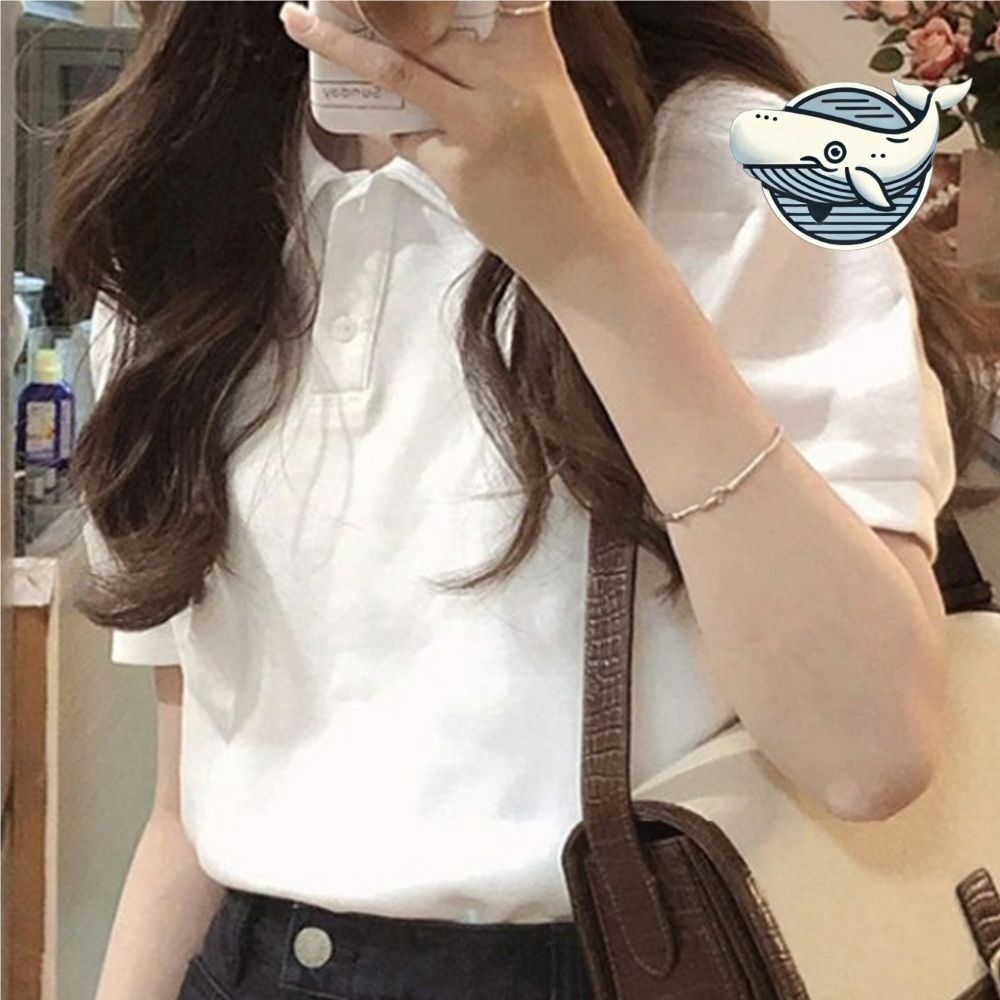 여름 여성 베이직 카라티 기본 화이트 반팔