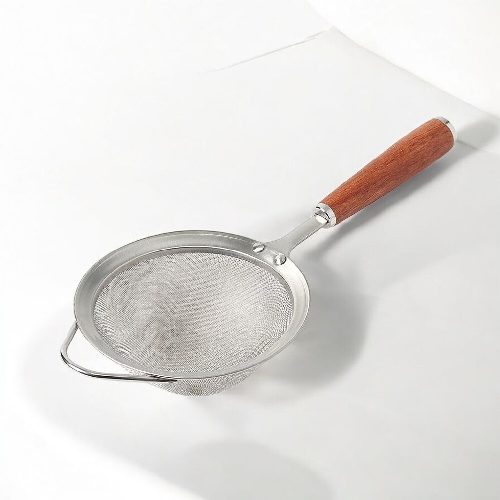 게더릭 우드핸들 스텐 거름망 건지개 (12.5cm)