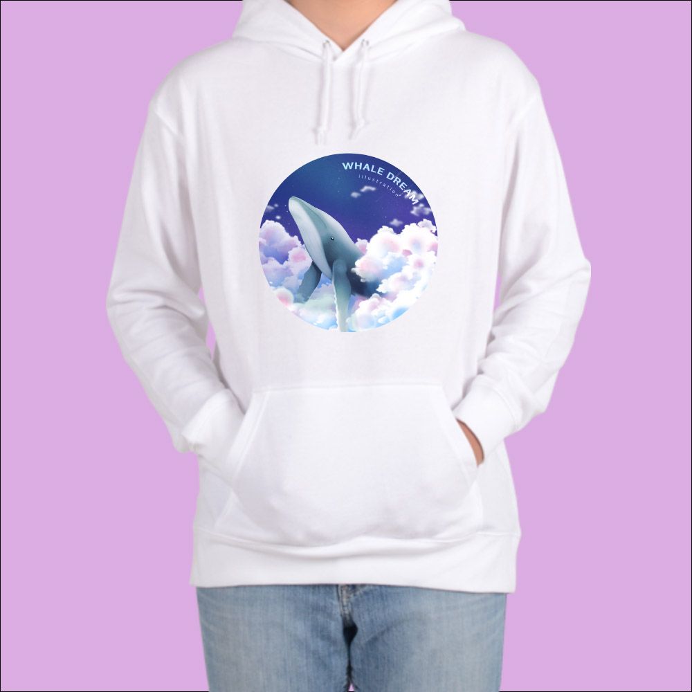 후드티 화이트 우주 고래 감성 고래 whale 디자인선택