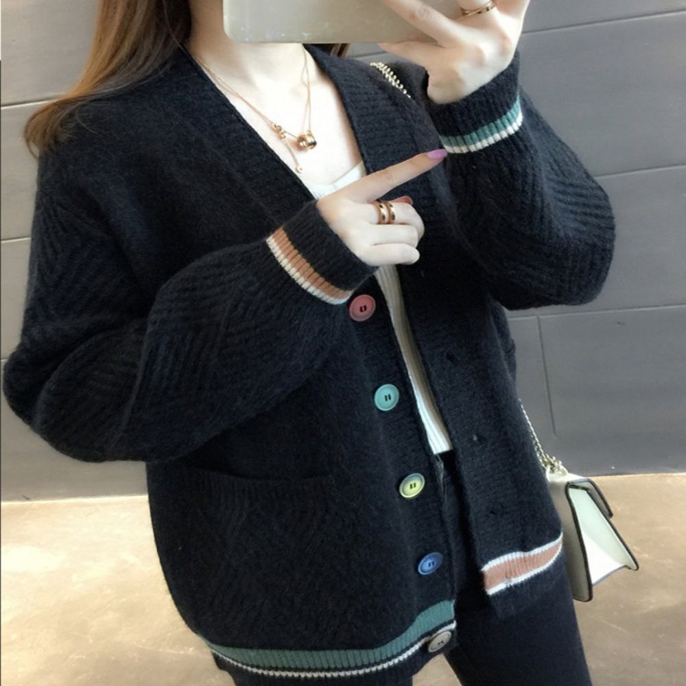 여자 컬러단추 루즈핏 가디건 6컬러 브이넥 롱가디건