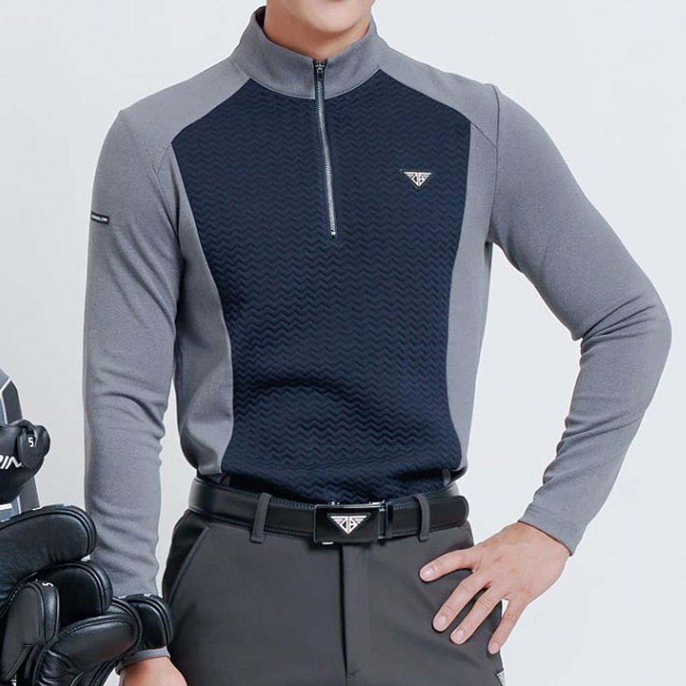남자 반집업 폴라 골프 티셔츠 네이비 1P 겨울 골프복