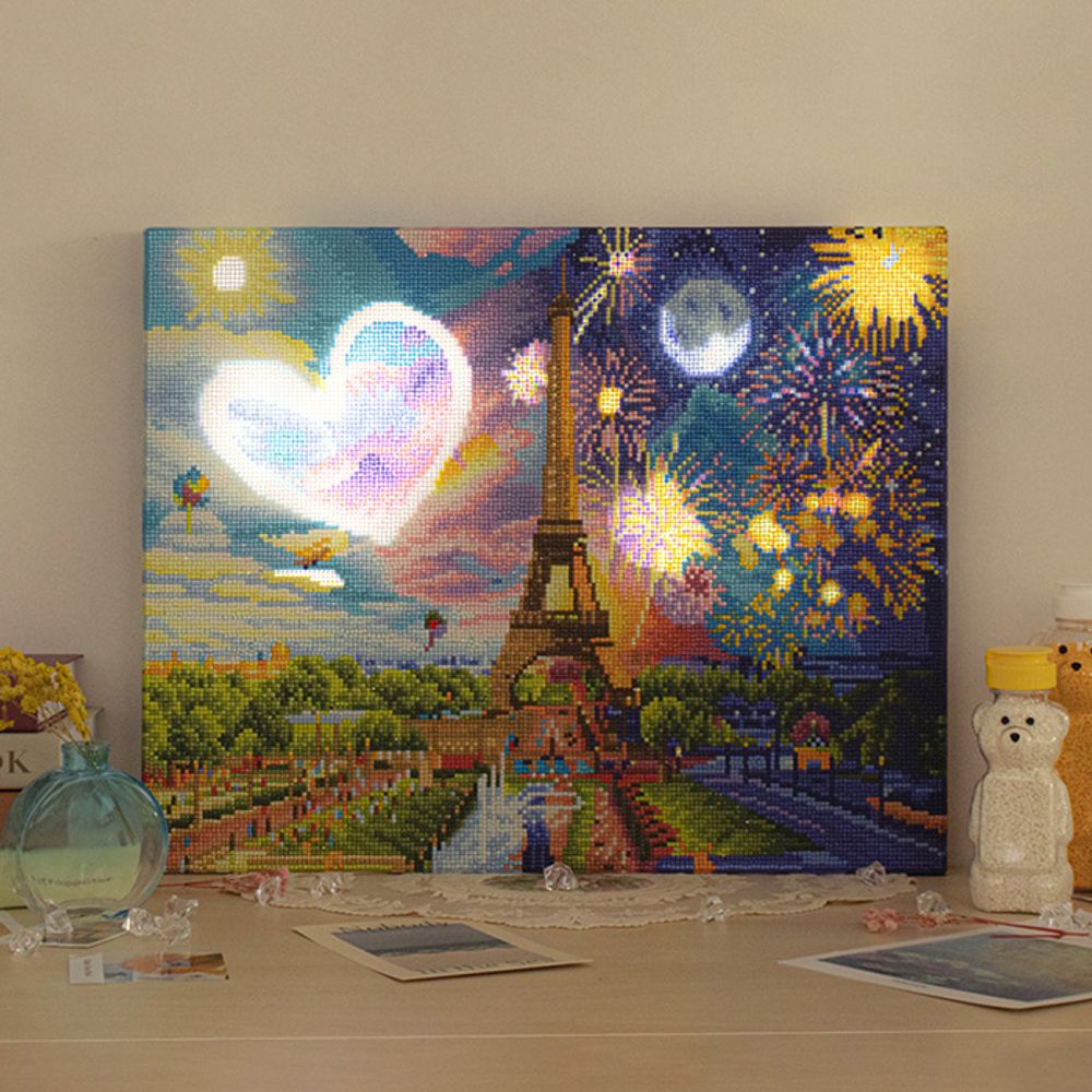 에펠탑 하트 (LED 캔버스) 보석십자수 40x50