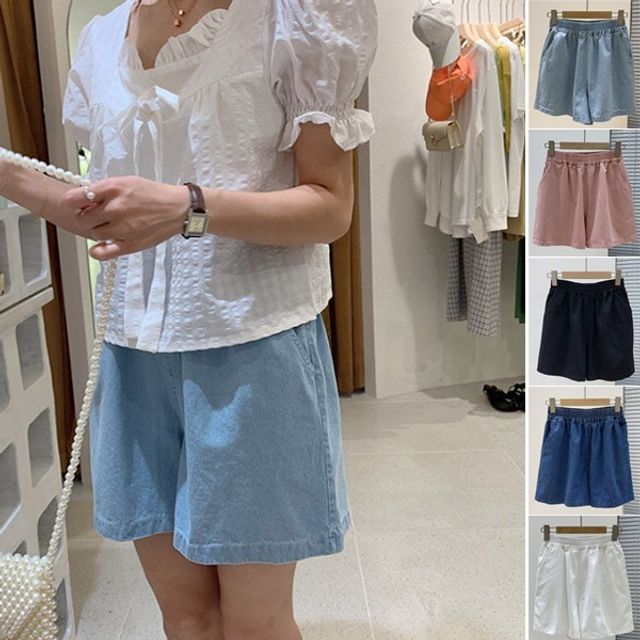 밴딩 봄 가을 기본 여성 데이 면반바지 여름 데일리팬