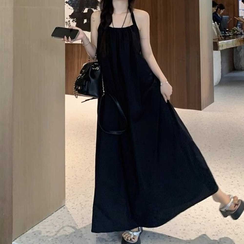 패션 여름원피스 홀터넥 민소매 롱원피스 비치룩