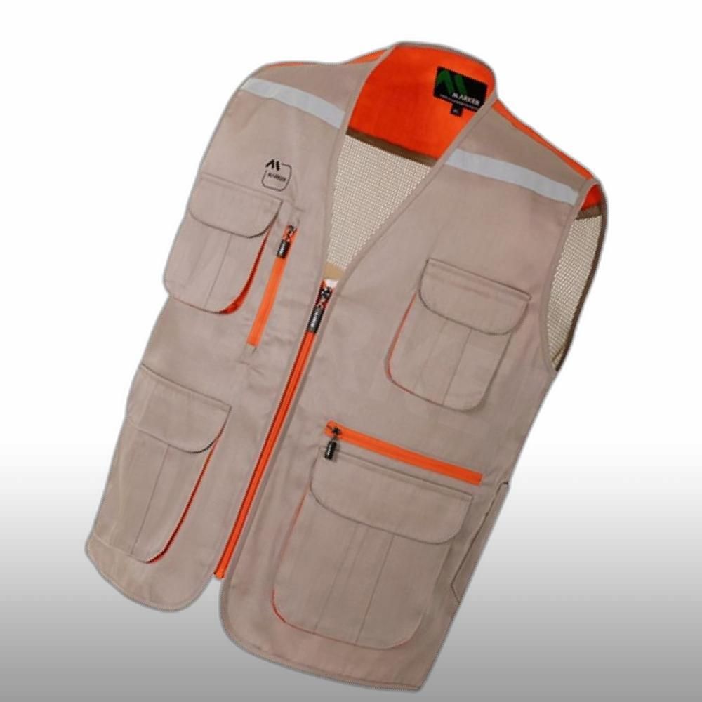 TC조끼 베이지 V조끼 MK-126 아웃포켓 배색 MARK 산