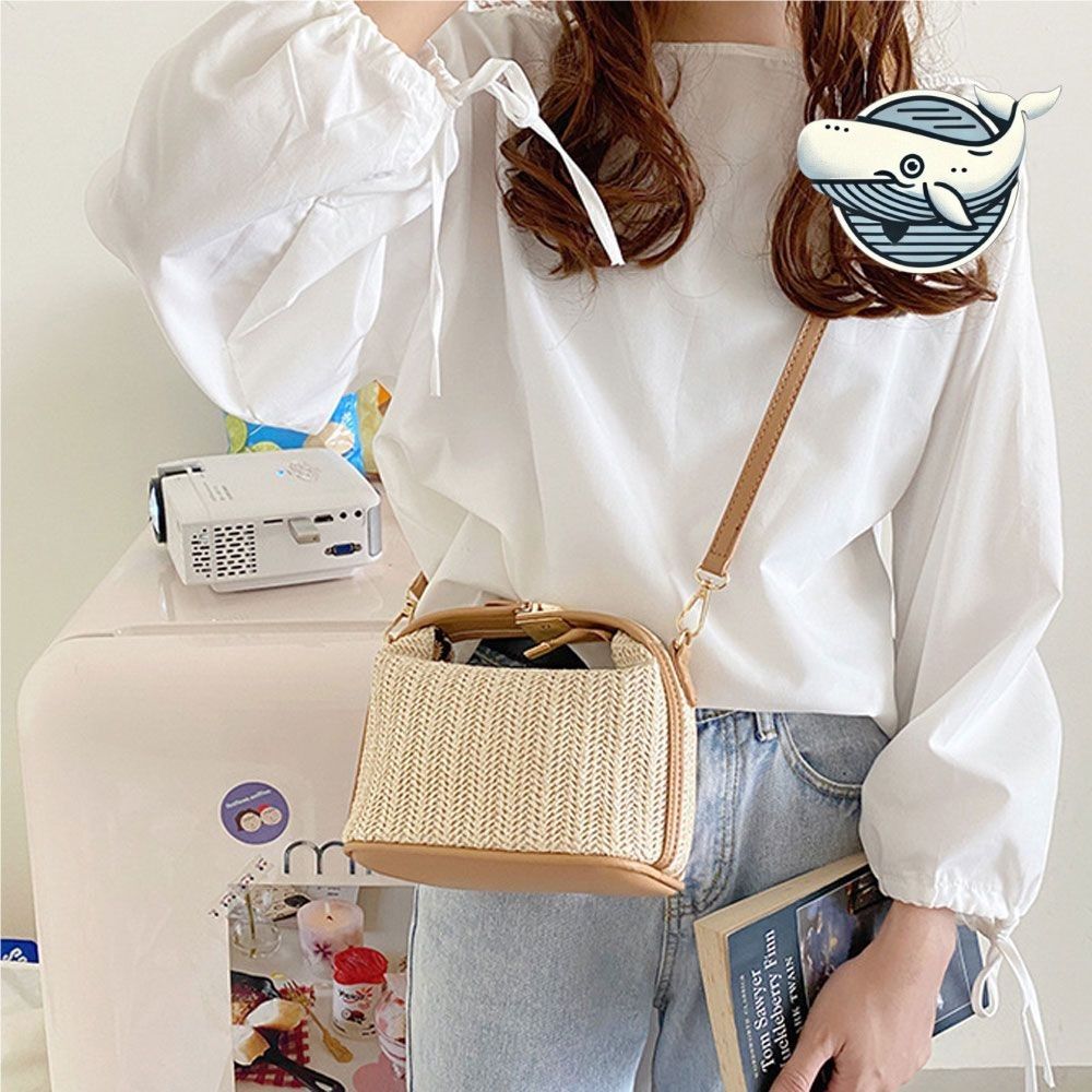 여름 패션 미니 라탄 크로스백 세련된 토트백