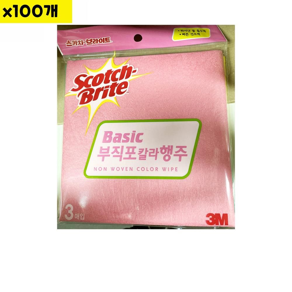 칼라행주 스카치 부직포 3P 30x30 x100개 식자재