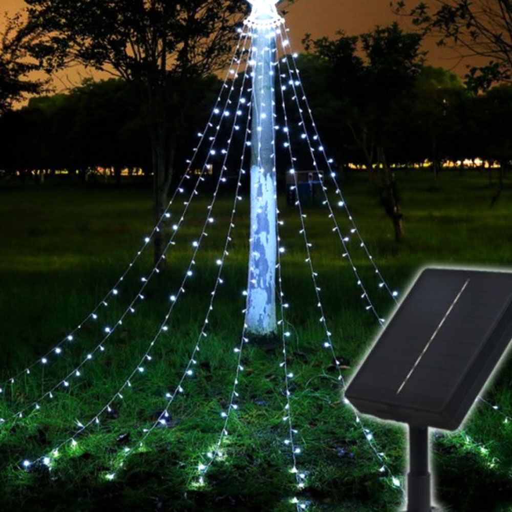 화이트 350구 폭포 탑별 태양열 성탄절 전구 led