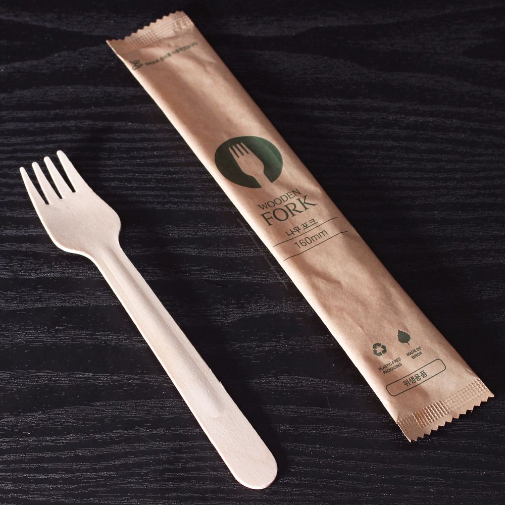 일회용포크 나무포크 160mm 개별포장 2000개 일회용