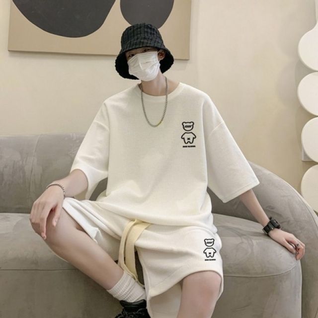 쿨링 티셔츠 루즈핏 기본 반바지 데이 세트 여름 라운