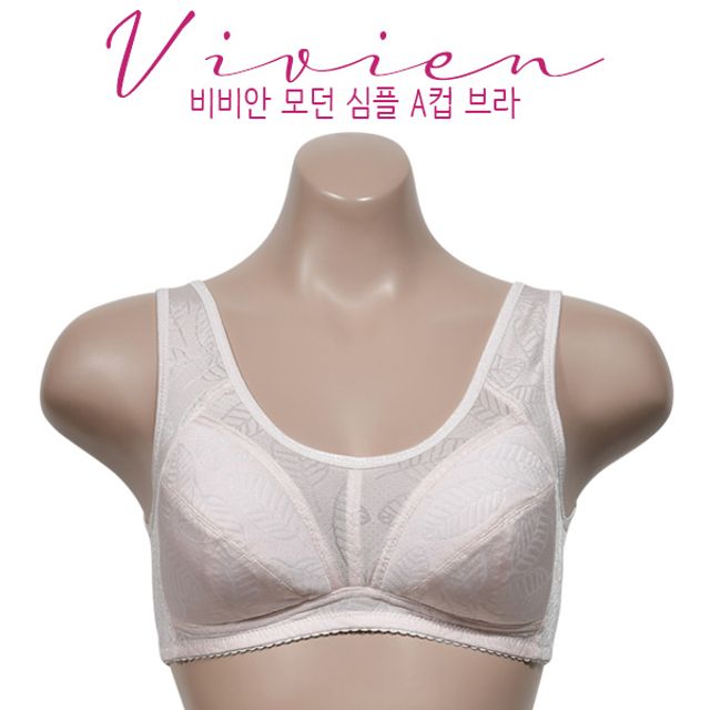 A컵 패턴 심플 브라 레이온 나뭇잎 노와이어