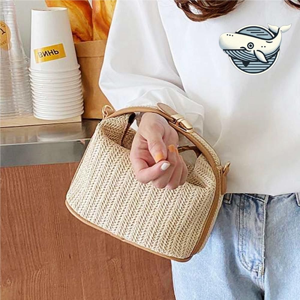 세련된 밀짚 미니 크로스백 여름 여행 필수