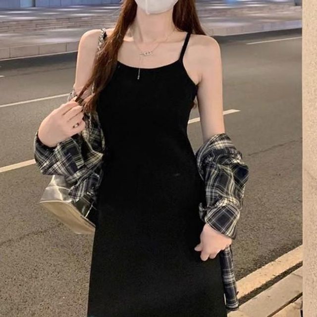 나시 슬림 패션 원피스 A라인 롱 원피스