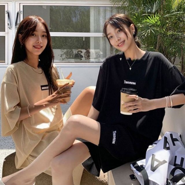 오버핏패션 여성트레이닝복 트레이닝복세트 기본 반팔