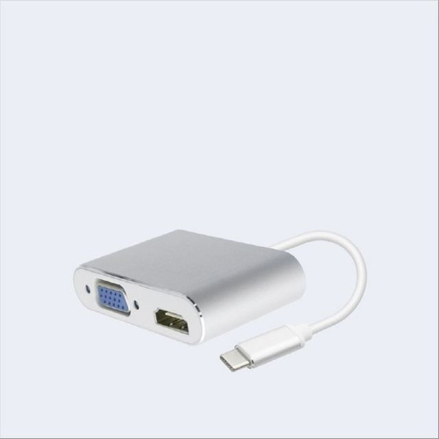 USB 3.1 Type C 컨버터 HDMI VGA 15cm Metal Silver