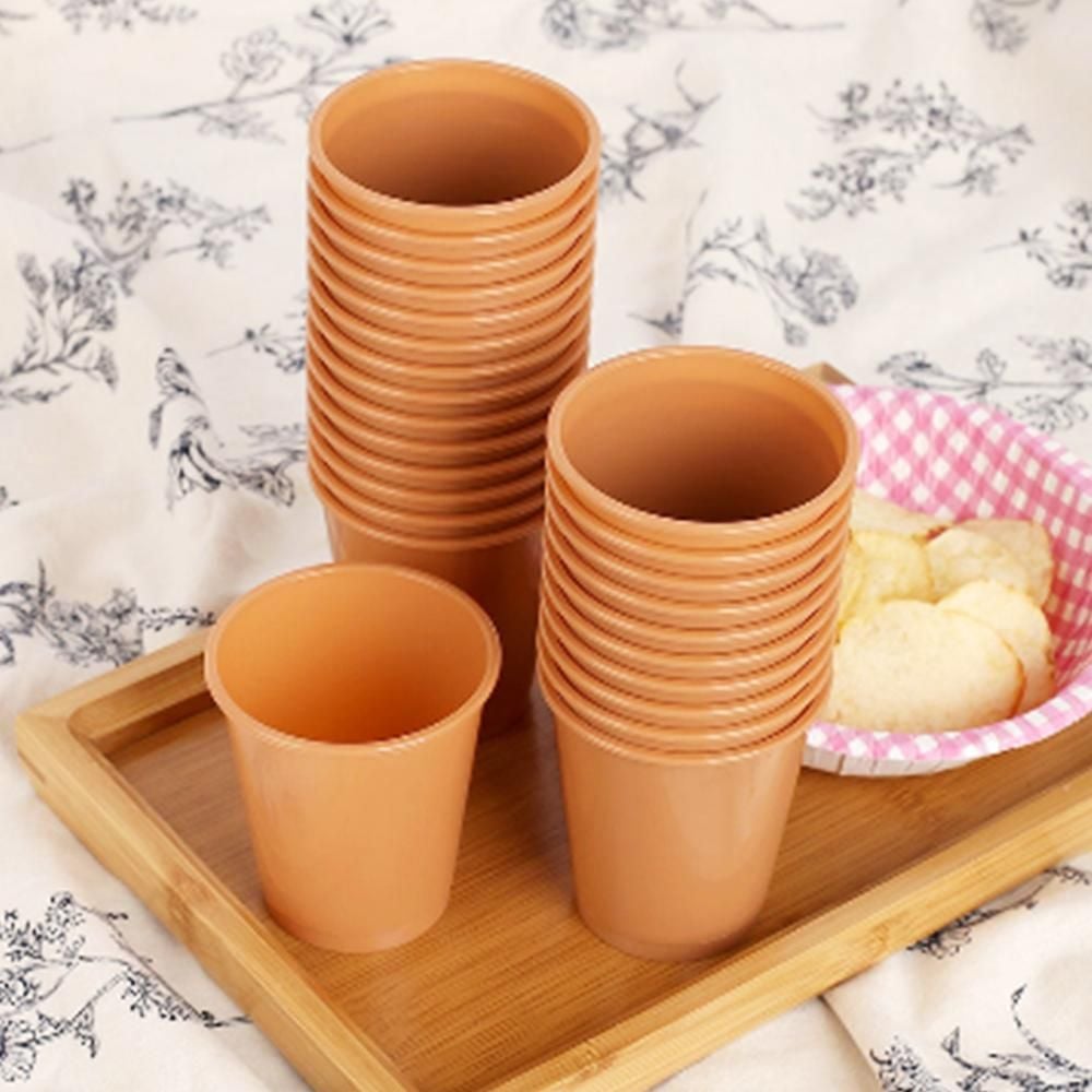 다회용 플라스틱컵 25개입 190ml 커피색 생일 캠핑