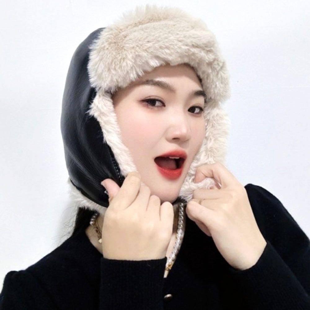 검정색 모자 가죽 겨울모자 터프 귀도리 트루퍼햇