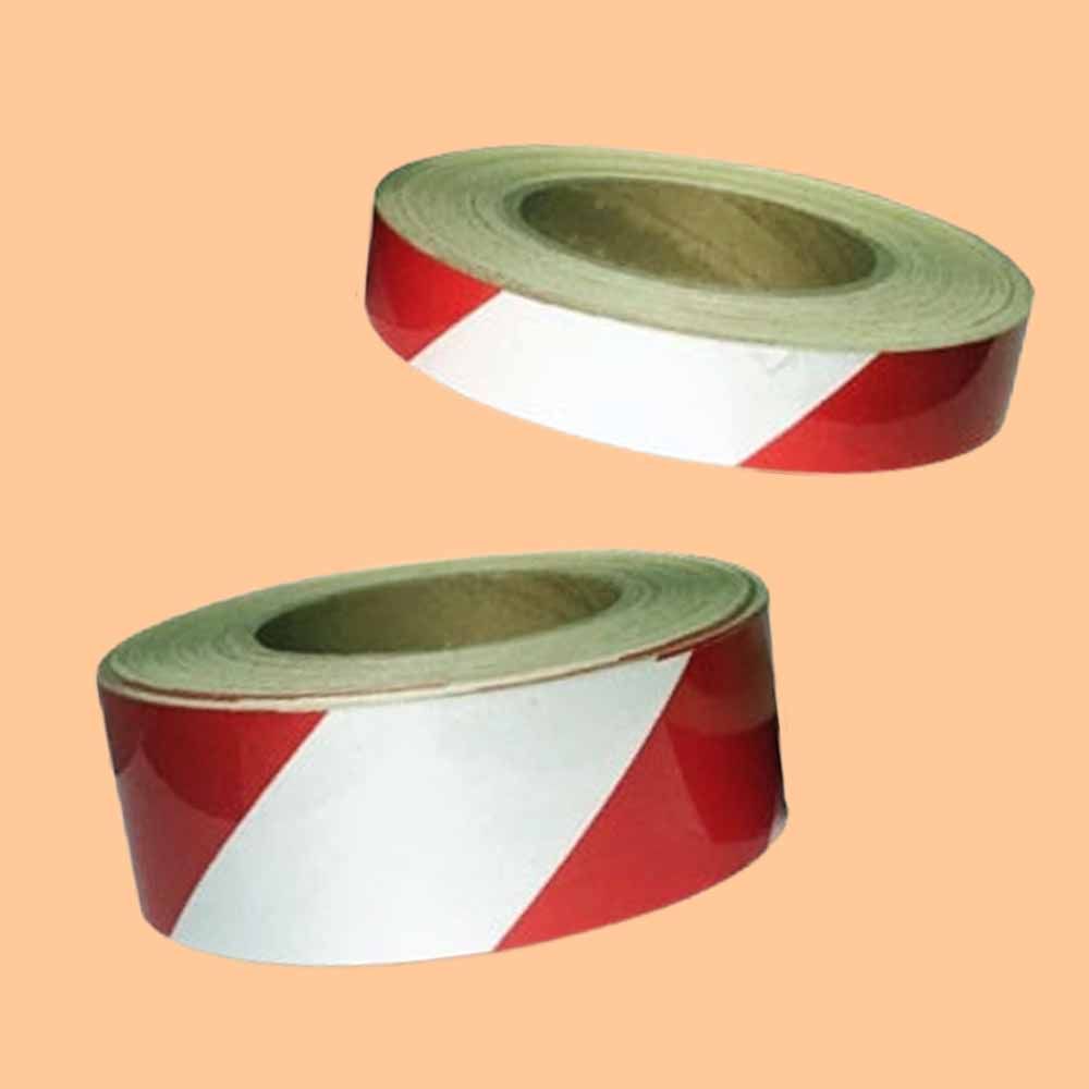 일반 반사 테이프 사선 백색 적색 10cm 45 7M 1롤