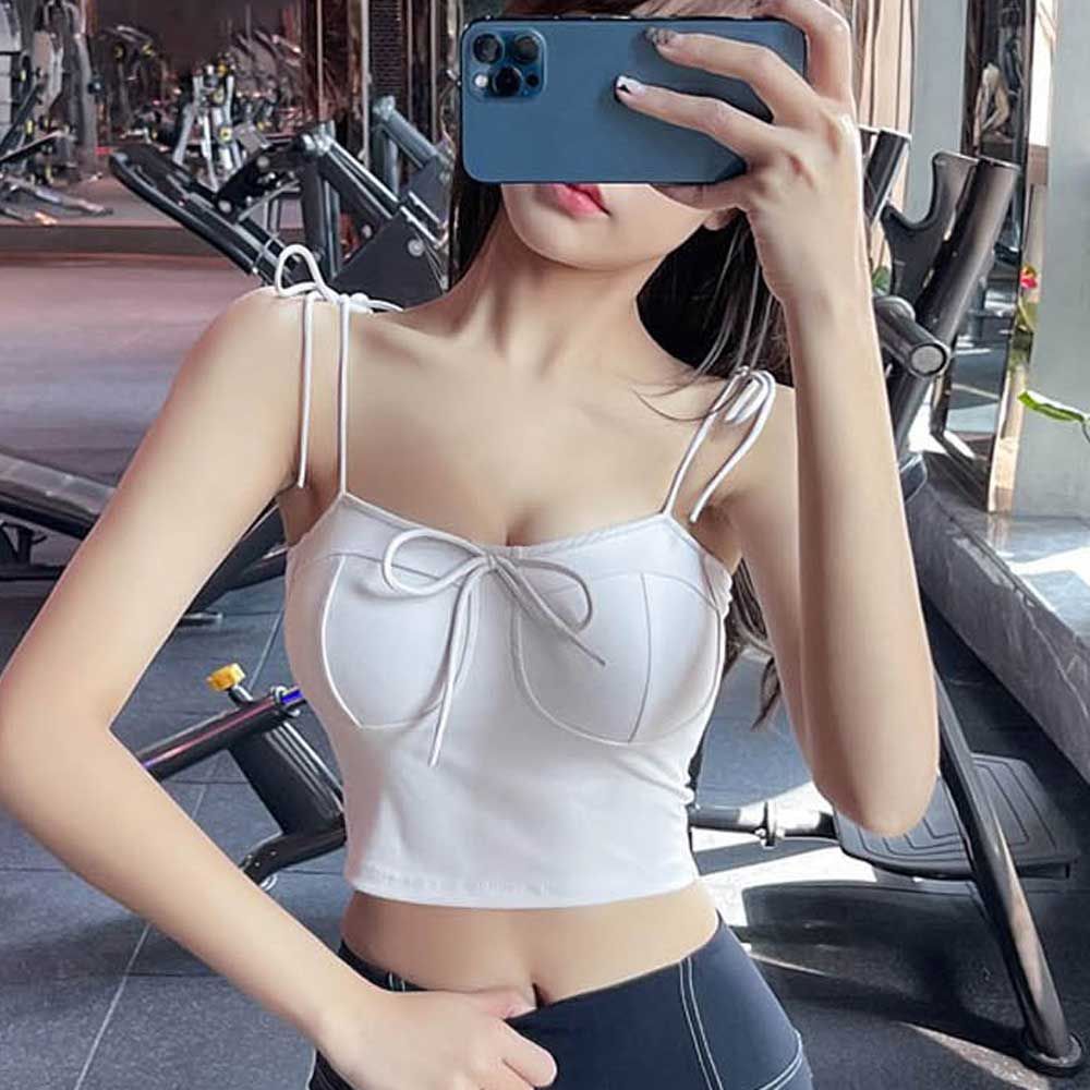 꼬임 브라탑 리본 스트랩 폴댄스 요가 이너티 운동복