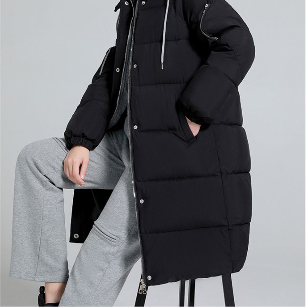 여자 여성 양털 롱 잠바 퍼 모자달린 기모 점
