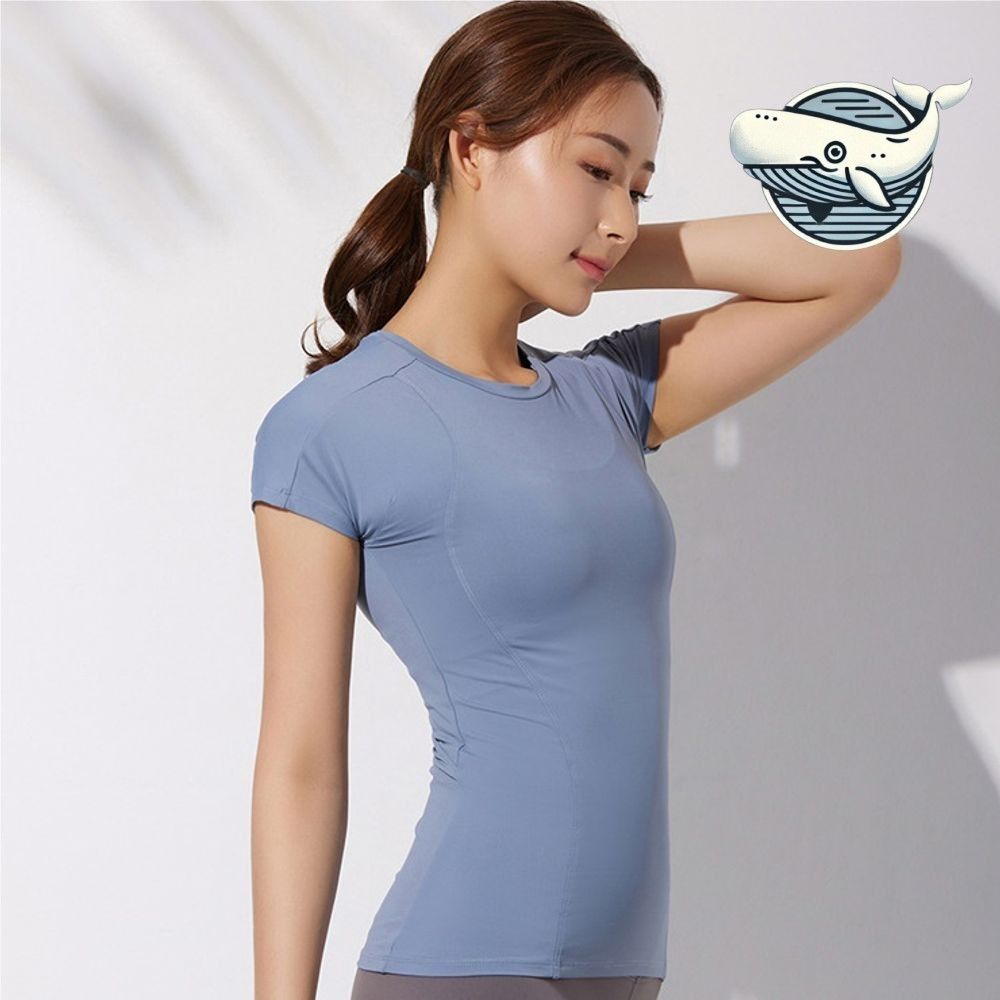 여성 필라테스 트레이닝 반팔 슬림핏 운동복
