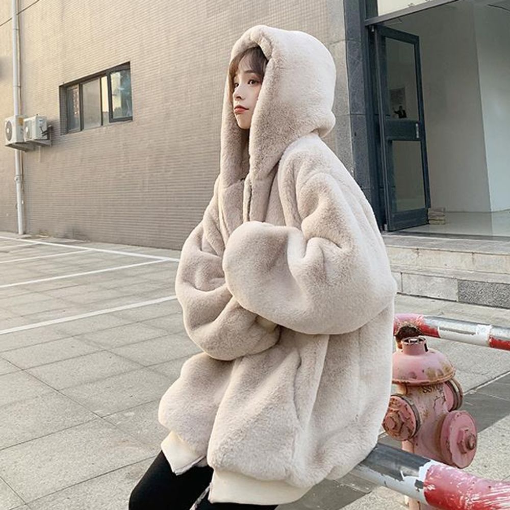 -D 오버핏 밍크퍼 16 여자퍼 HH 후드 페