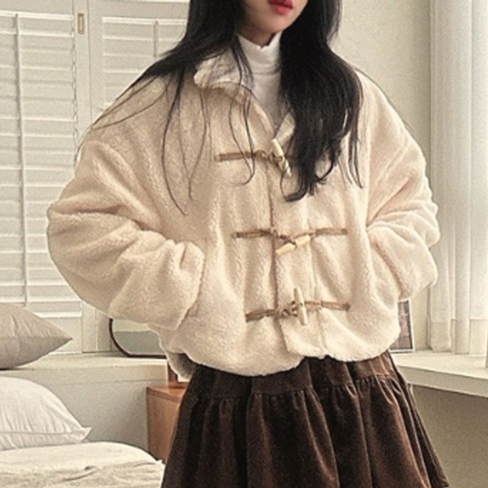 여성 세미크롭 떡볶이 뽀글이 자켓 1P 집업 패션 점퍼