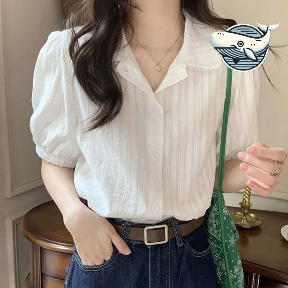 여름 필수 아이템 화이트 퍼프소매 캐주얼