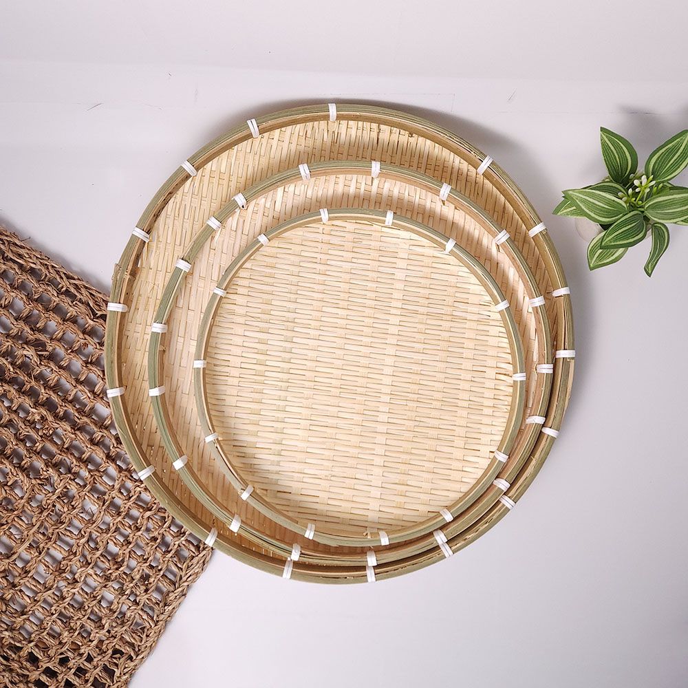 대나무 원형 채반 소쿠리 튀김 전 부침개 30cm