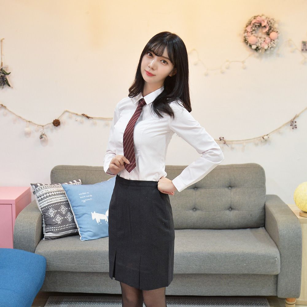 교복몰 (빅사이즈) 프리미엄 여성 교복 핑크라인 셔츠