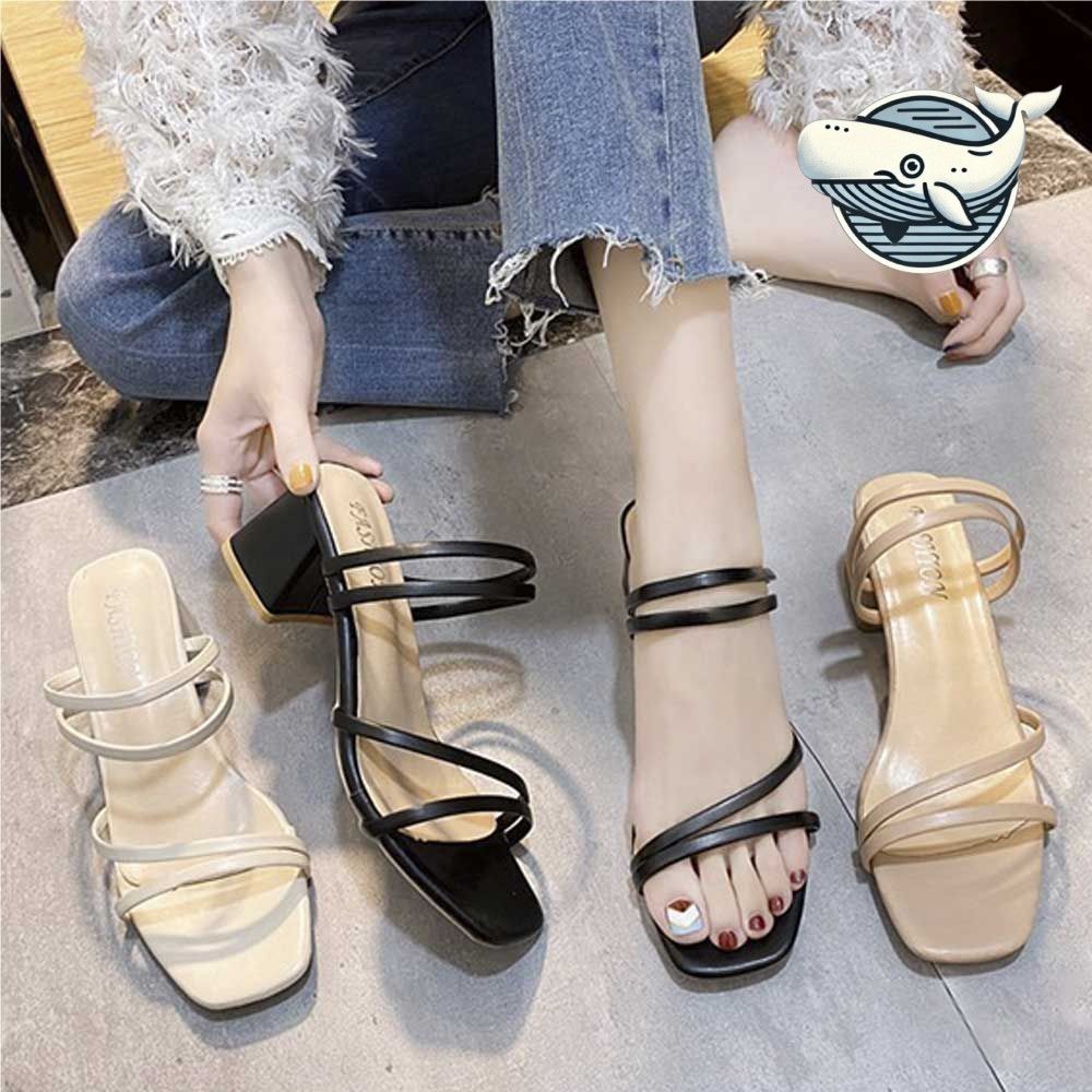 여름 여성 편안한 미들굽 슬리퍼 스트랩 패션