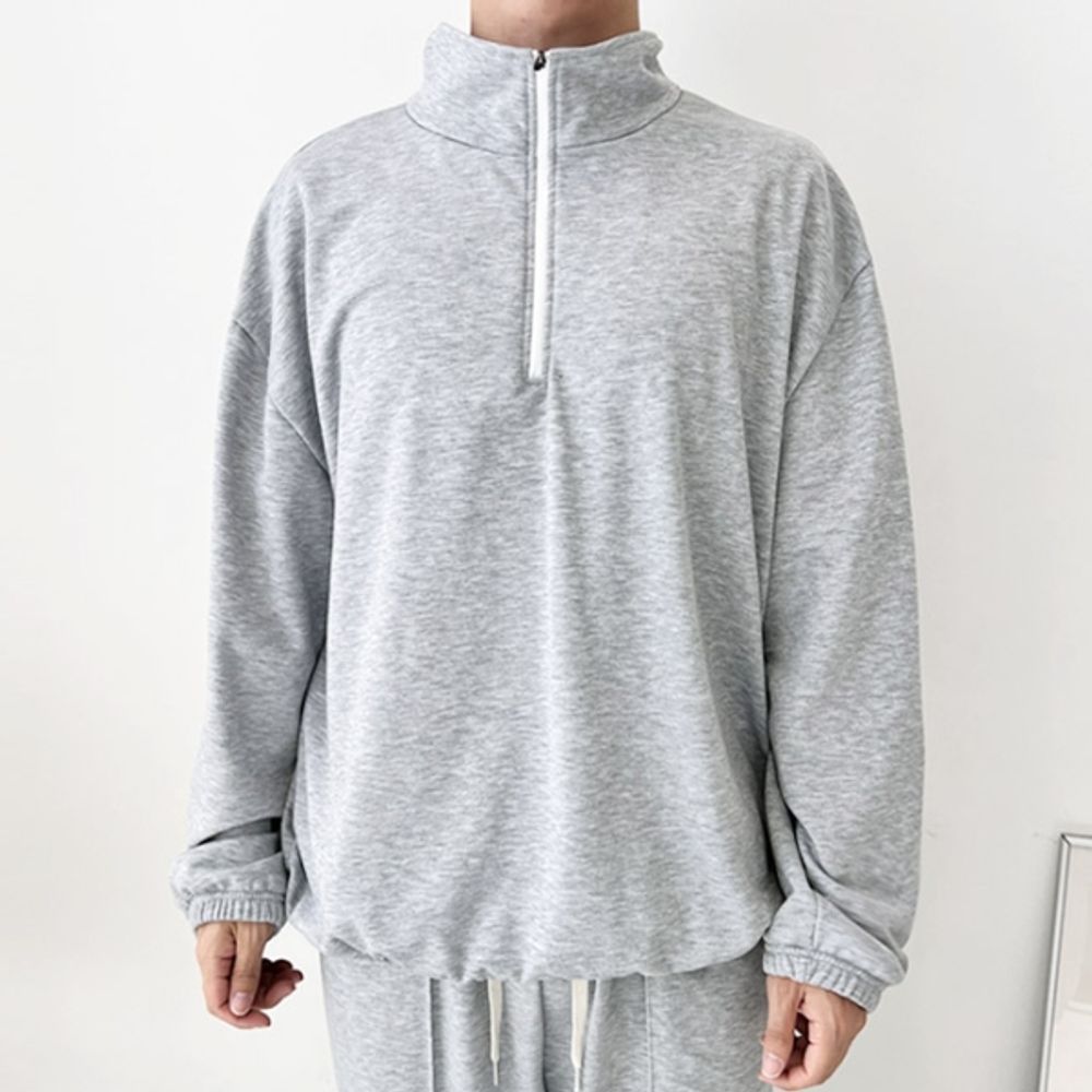 오버핏 남자 반집업 맨투맨 봄 가을 남성 긴팔 티셔츠