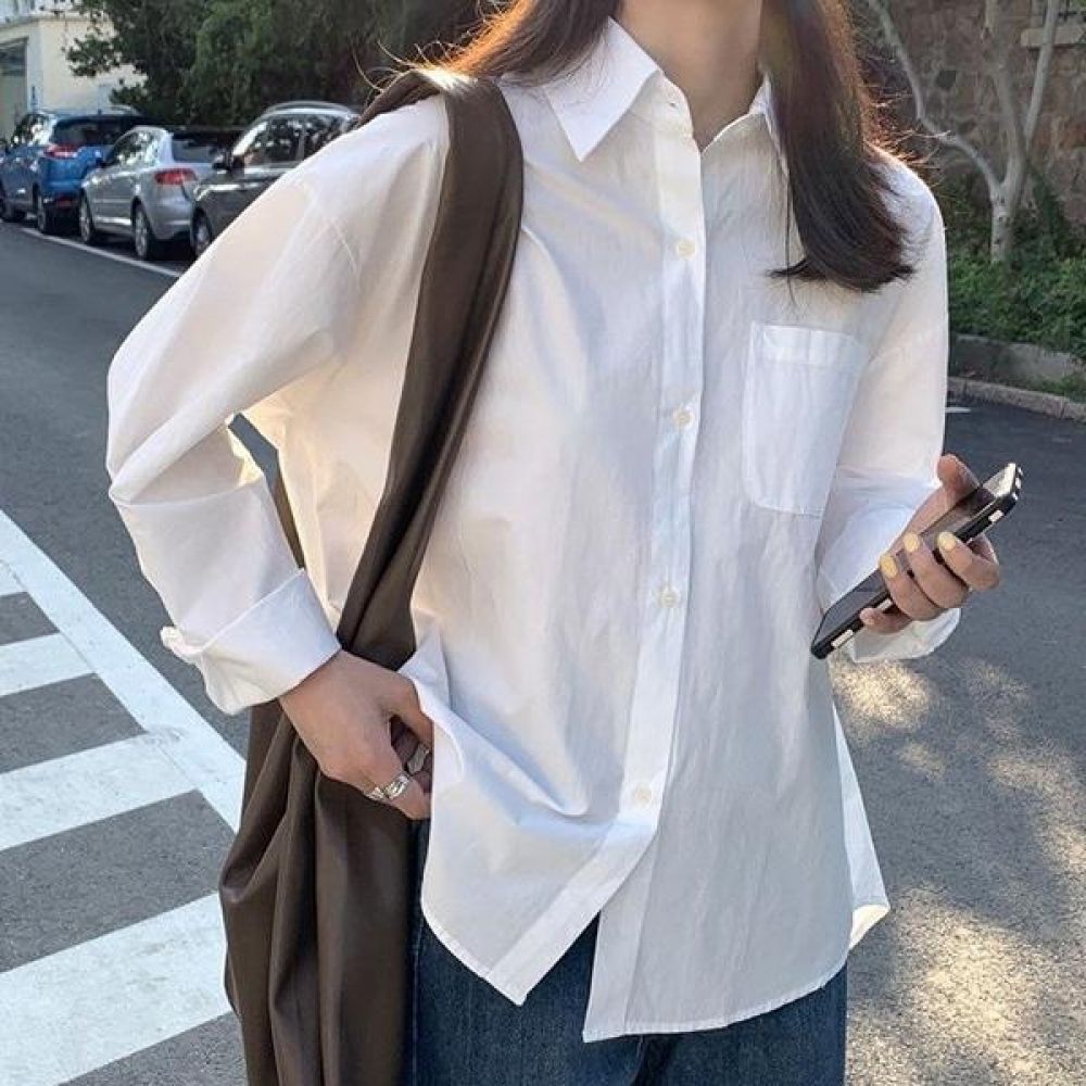 ㄴ린넨긴팔 티셔츠 롱슬리브 셔츠 여성 무지
